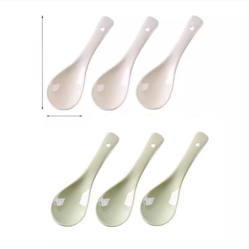 Sada keramických lyžíc na polievku, minimalistický štýl, AB-1452, vhodná na polievku a ryžovú kašu