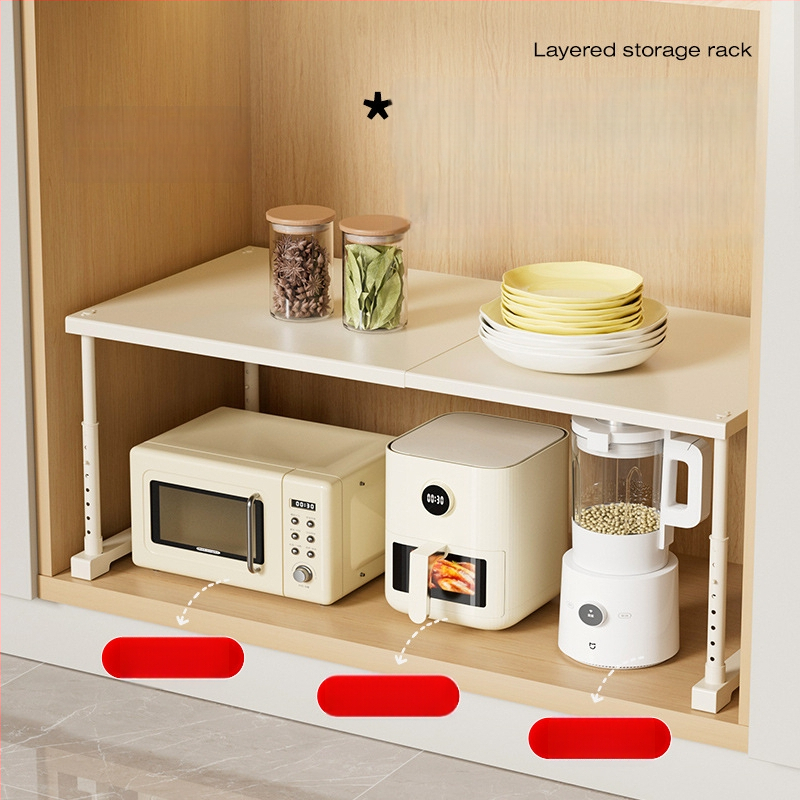 Kuhinjska proširiva polica za pohranu ispod sudopera, višeslojni organizator, od ugljičnog čelika