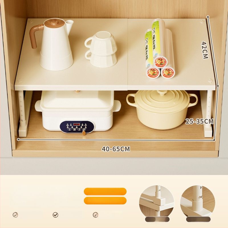 Kuhinjska proširiva polica za pohranu ispod sudopera, višeslojni organizator, od ugljičnog čelika