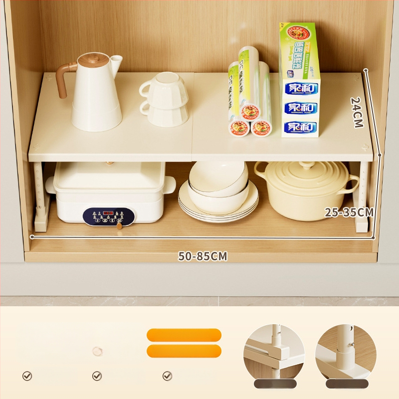 Kuhinjska proširiva polica za pohranu ispod sudopera, višeslojni organizator, od ugljičnog čelika