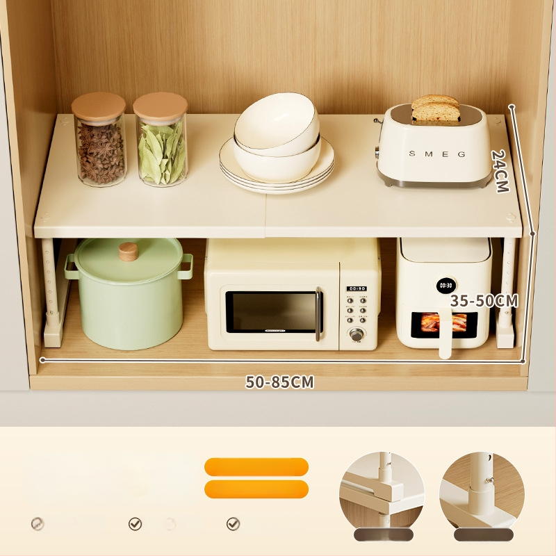 Kuhinjska proširiva polica za pohranu ispod sudopera, višeslojni organizator, od ugljičnog čelika