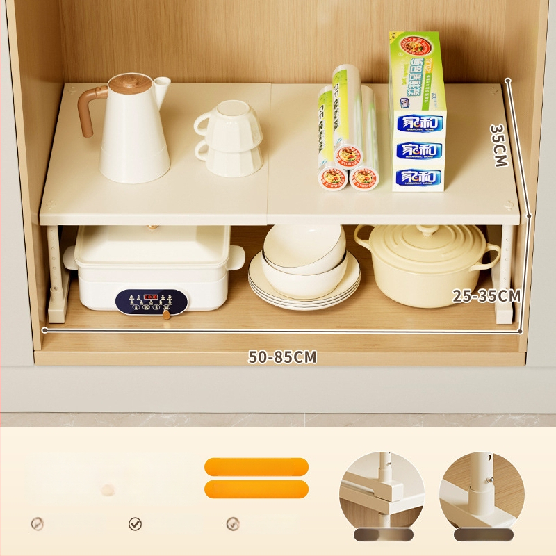 Kuhinjska proširiva polica za pohranu ispod sudopera, višeslojni organizator, od ugljičnog čelika