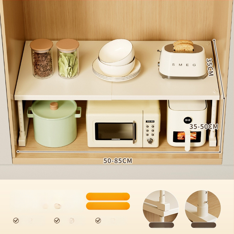 Kuhinjska proširiva polica za pohranu ispod sudopera, višeslojni organizator, od ugljičnog čelika