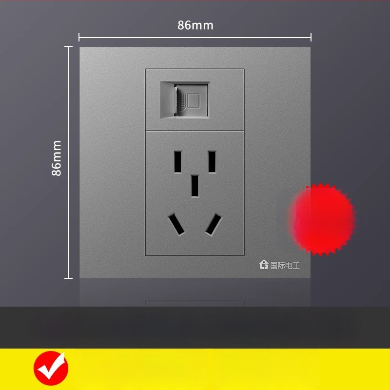 Piecuportīga tīkla sienas kontaktligzda, 10A, 128 sērija, Jaunais valsts standarts