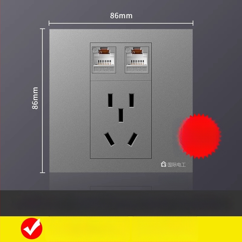 Piecuportīga tīkla sienas kontaktligzda, 10A, 128 sērija, Jaunais valsts standarts