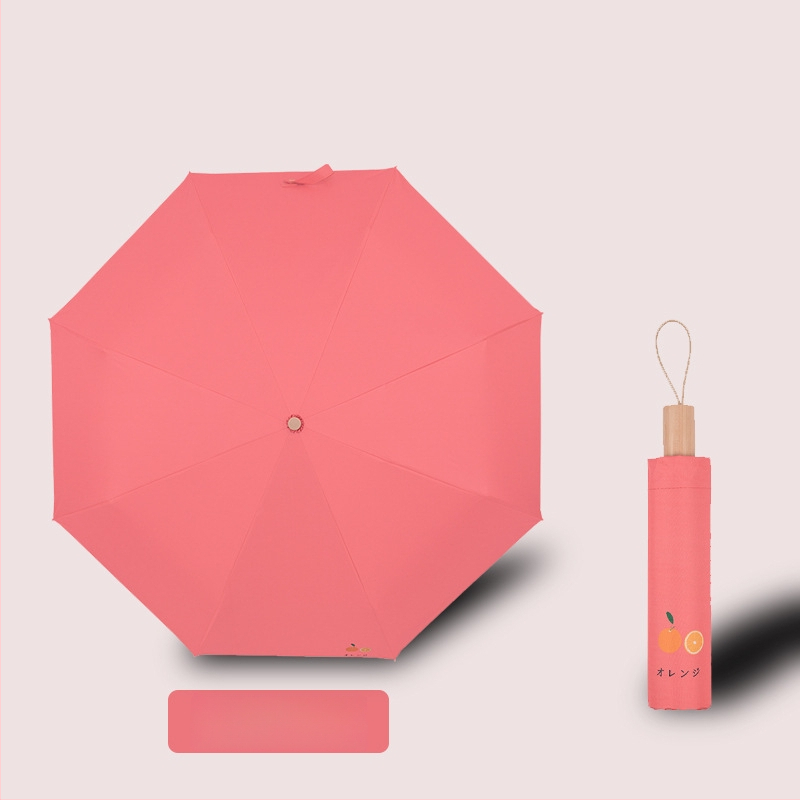 Слънчев чадър с три секции и двойно покритие, плат 210T, 8 ребра, алуминиев прът, ръчно отваряне/затваряне, UPF50+