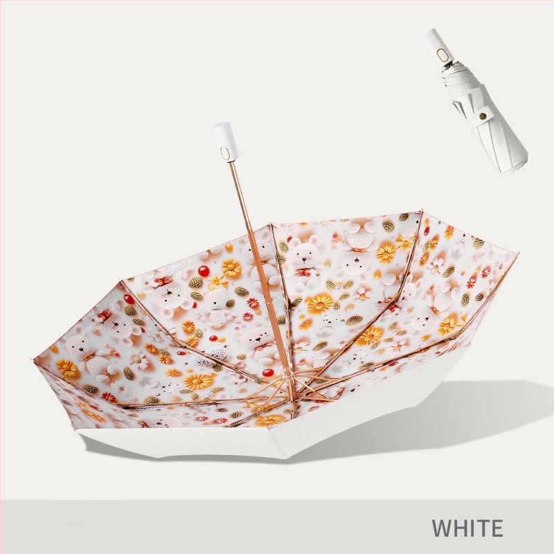 Слънчев чадър с три секции и двойно покритие, плат 210T, 8 ребра, алуминиев прът, ръчно отваряне/затваряне, UPF50+