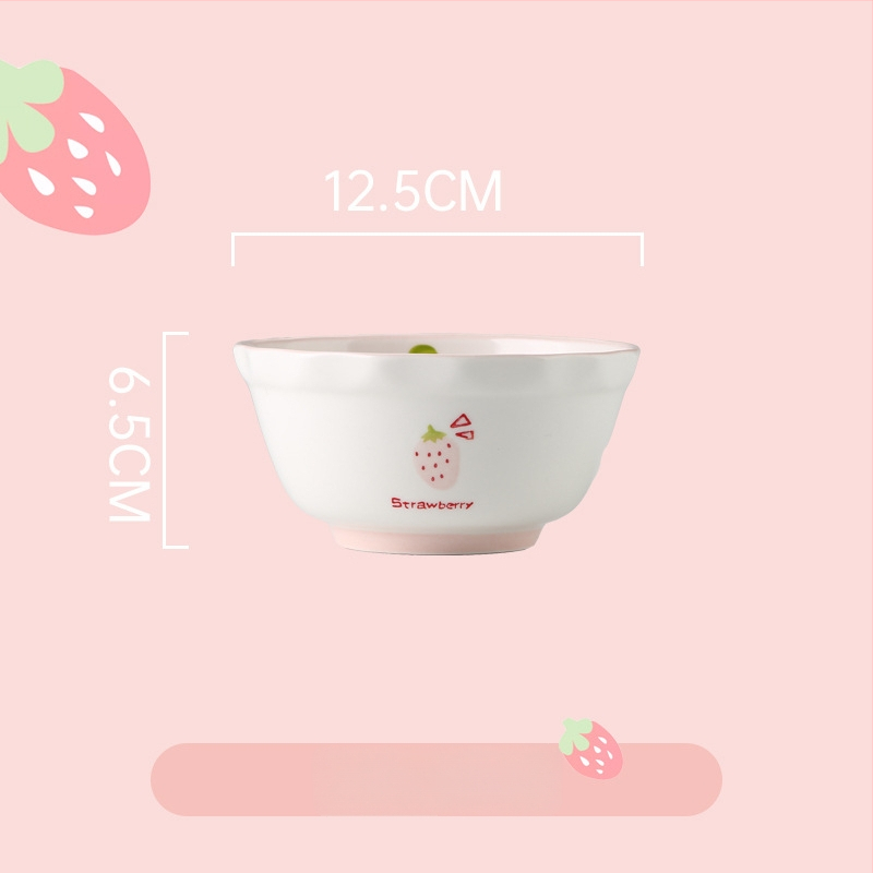 Sada porcelánových misiek a tanierov s jahodovým vzorom, kruhový tvar, vhodné do mikrovlnnej rúry, pod glazúrou