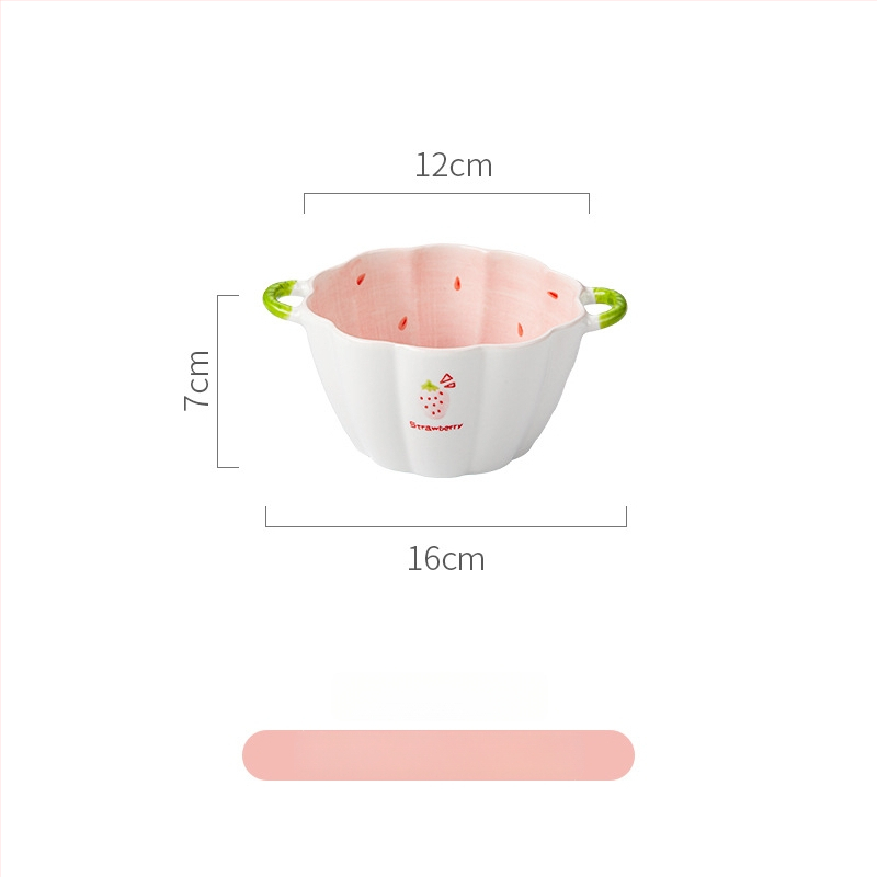 Sada porcelánových misiek a tanierov s jahodovým vzorom, kruhový tvar, vhodné do mikrovlnnej rúry, pod glazúrou