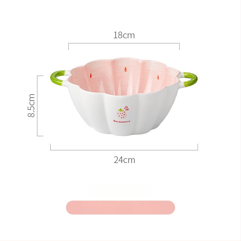 Sada porcelánových misiek a tanierov s jahodovým vzorom, kruhový tvar, vhodné do mikrovlnnej rúry, pod glazúrou