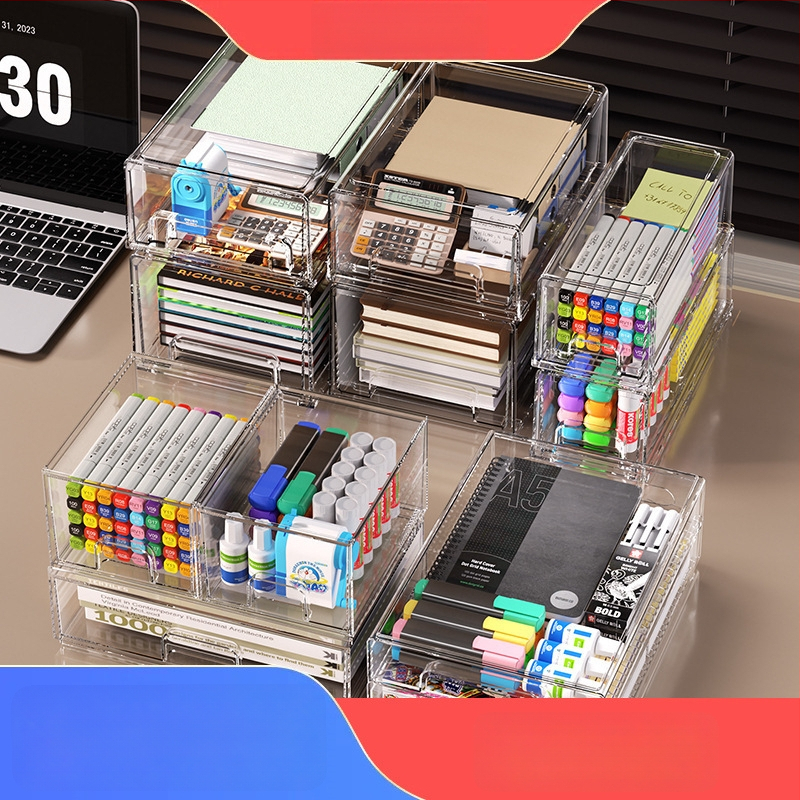 Libistatav hoiukarp kosmeetika ja laua jaoks – PET materjal, kaas, kokkupandav, läbipaistev pind, lauaorganisaator