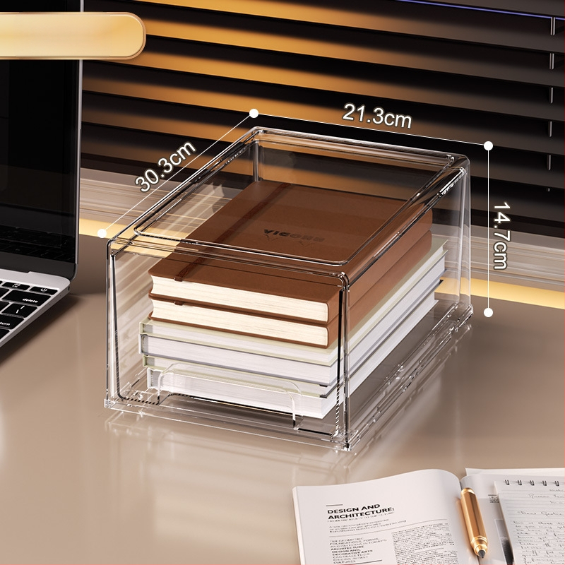 Libistatav hoiukarp kosmeetika ja laua jaoks – PET materjal, kaas, kokkupandav, läbipaistev pind, lauaorganisaator