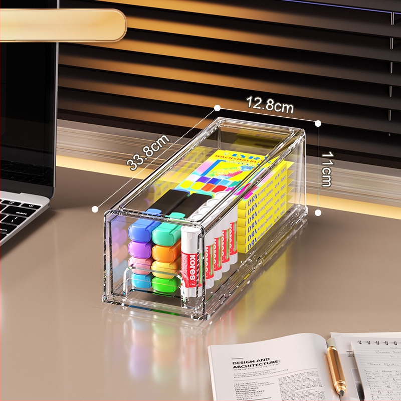 Libistatav hoiukarp kosmeetika ja laua jaoks – PET materjal, kaas, kokkupandav, läbipaistev pind, lauaorganisaator