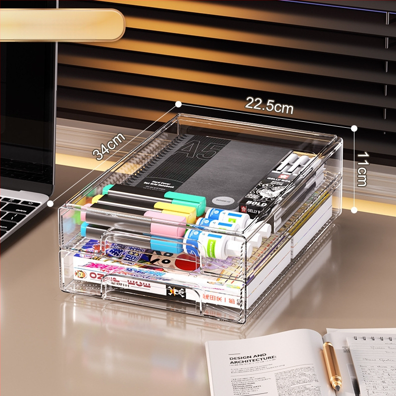 Libistatav hoiukarp kosmeetika ja laua jaoks – PET materjal, kaas, kokkupandav, läbipaistev pind, lauaorganisaator