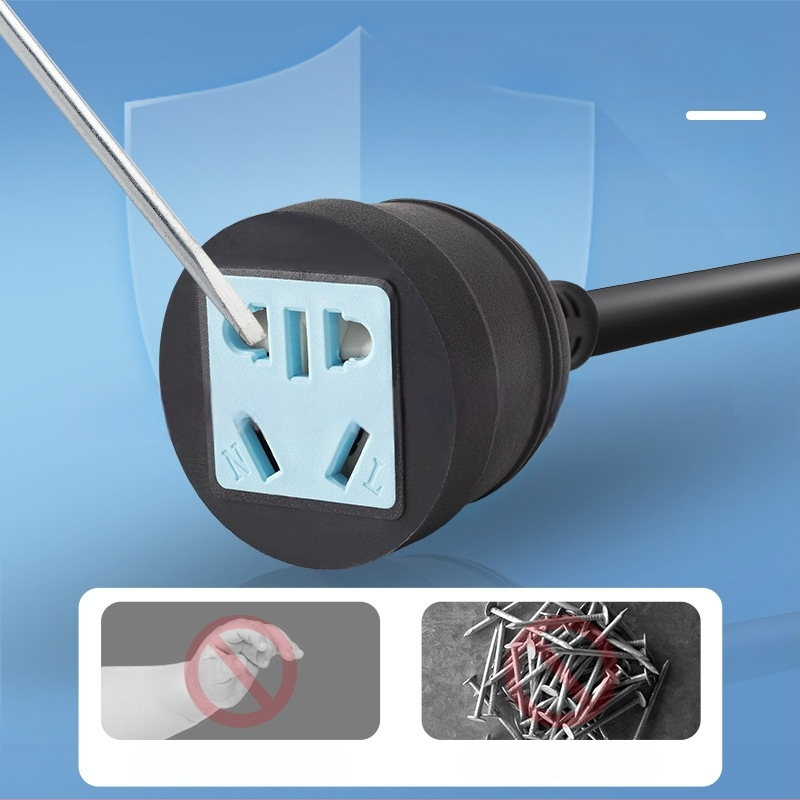 Aukštos galios trijų kištukų ilginamasis laidininkas su penkiais kištukais – 10A, 100–250V AC, 2500W, PVC korpusas