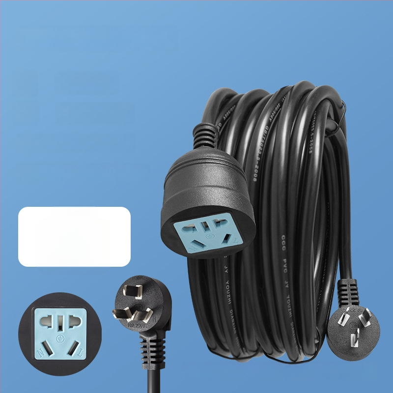 Aukštos galios trijų kištukų ilginamasis laidininkas su penkiais kištukais – 10A, 100–250V AC, 2500W, PVC korpusas