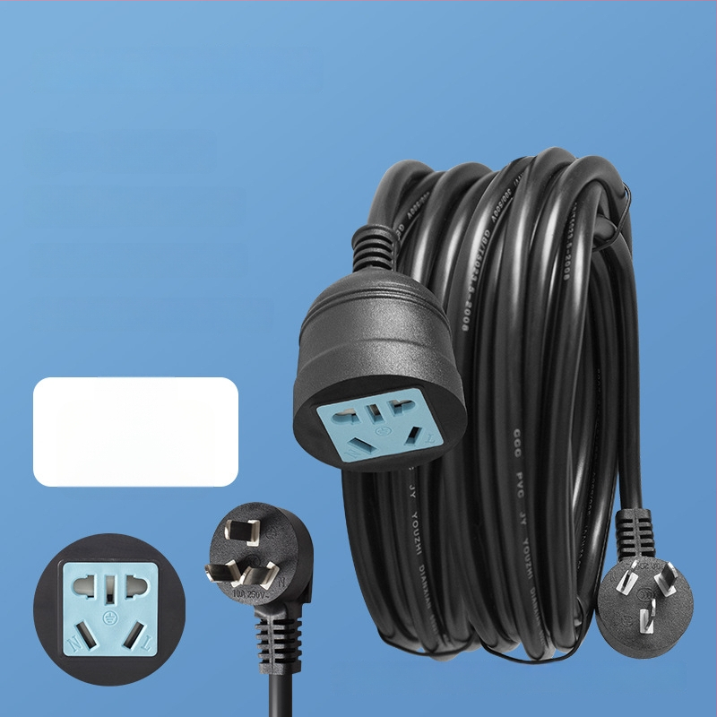 Aukštos galios trijų kištukų ilginamasis laidininkas su penkiais kištukais – 10A, 100–250V AC, 2500W, PVC korpusas