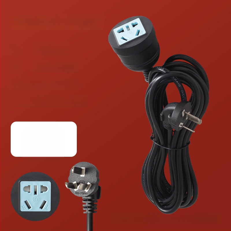 Aukštos galios trijų kištukų ilginamasis laidininkas su penkiais kištukais – 10A, 100–250V AC, 2500W, PVC korpusas