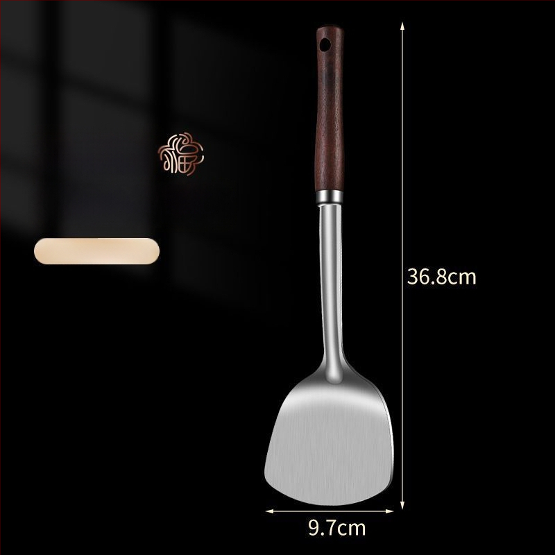 Nerūdijančio plieno šaukštas ir mentele – apsauga nuo nudegimų, su įspaustu logotipu, virtuvės įrankiai