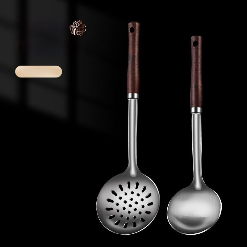 Nerūdijančio plieno šaukštas ir mentele – apsauga nuo nudegimų, su įspaustu logotipu, virtuvės įrankiai