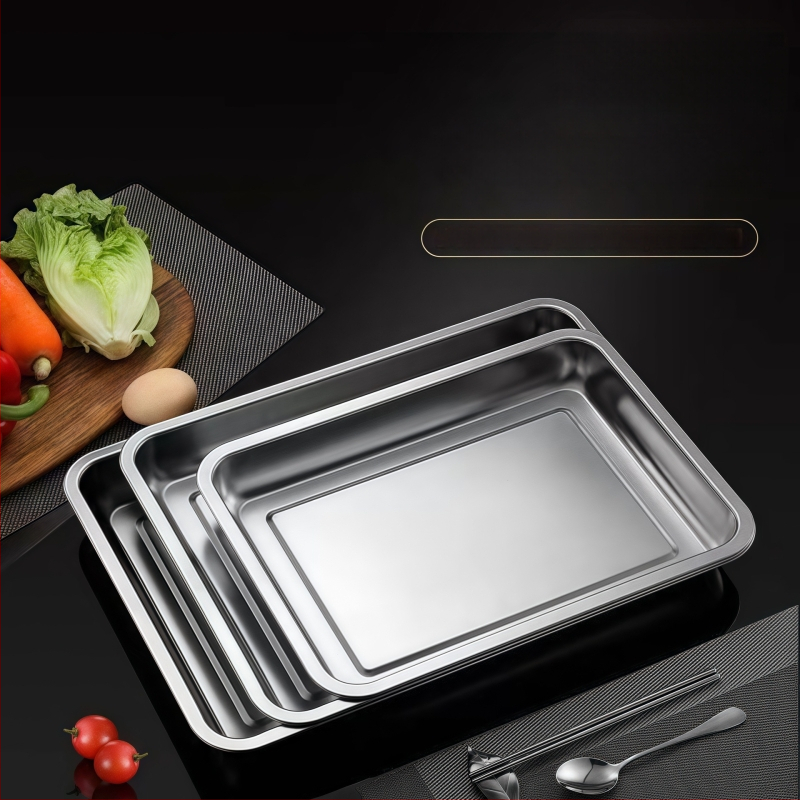 Xinrong Nehrđajući čelični četverokutni tanjur – jednobojni, modernistički minimalistički stil, prikladno za hotele i obroke, nije prikladno za mikrovalnu pećnicu