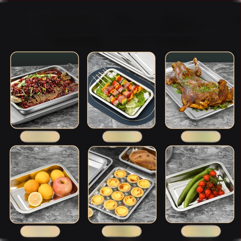 Xinrong Nehrđajući čelični četverokutni tanjur – jednobojni, modernistički minimalistički stil, prikladno za hotele i obroke, nije prikladno za mikrovalnu pećnicu