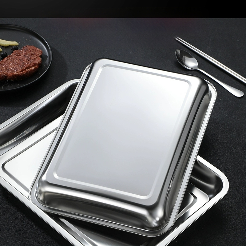 Xinrong Nehrđajući čelični četverokutni tanjur – jednobojni, modernistički minimalistički stil, prikladno za hotele i obroke, nije prikladno za mikrovalnu pećnicu