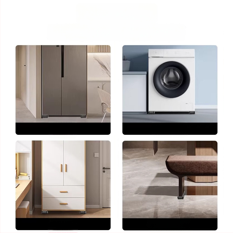 Judama skalbimo mašinos laikiklis su judančia baze, priešslidinė ir antivibracinėmis savybėmis, metalinis rėmas su slydimo ratukais