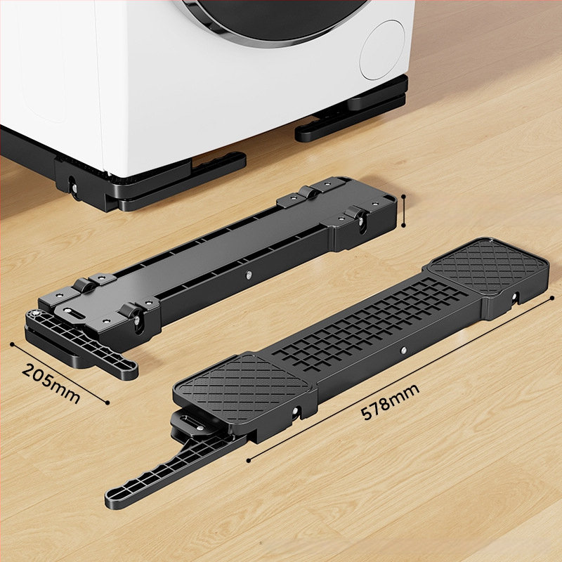Judama skalbimo mašinos laikiklis su judančia baze, priešslidinė ir antivibracinėmis savybėmis, metalinis rėmas su slydimo ratukais