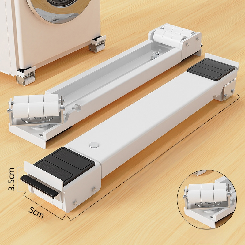 Judama skalbimo mašinos laikiklis su judančia baze, priešslidinė ir antivibracinėmis savybėmis, metalinis rėmas su slydimo ratukais