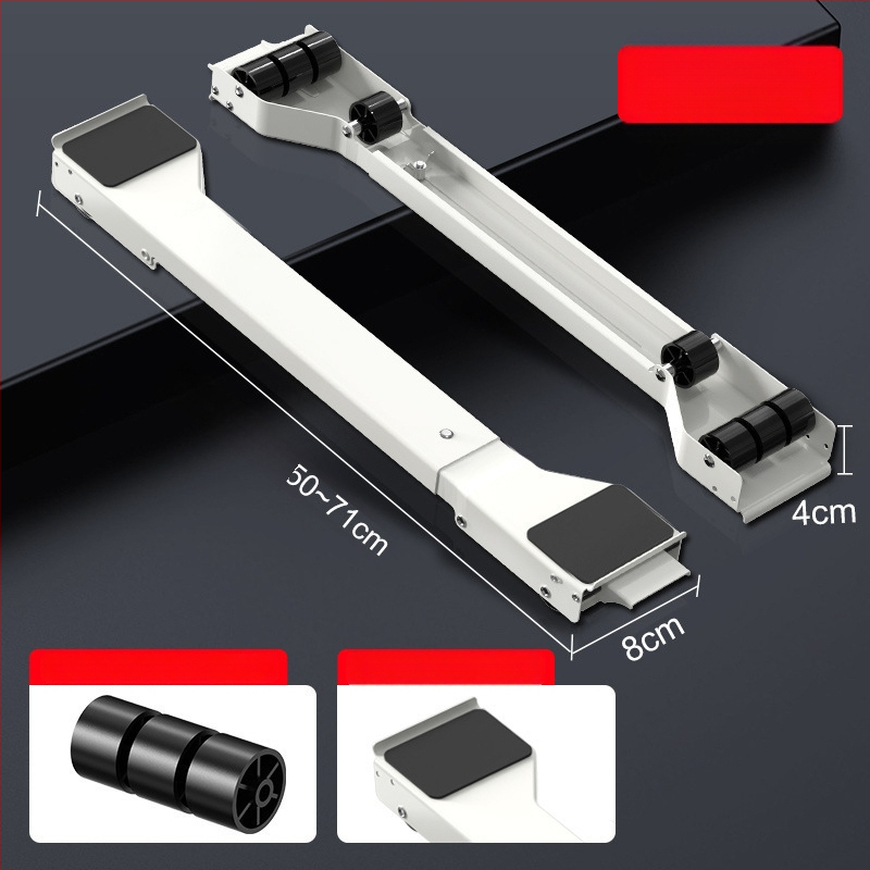 Judama skalbimo mašinos laikiklis su judančia baze, priešslidinė ir antivibracinėmis savybėmis, metalinis rėmas su slydimo ratukais