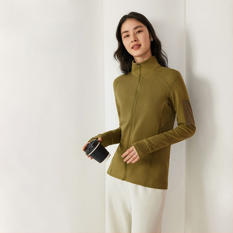 Naiste termo sportlik jakk — kits lõige, poolkõrge kaelus, lukk, paks soojus, regenereeritud tselluloosi kiud