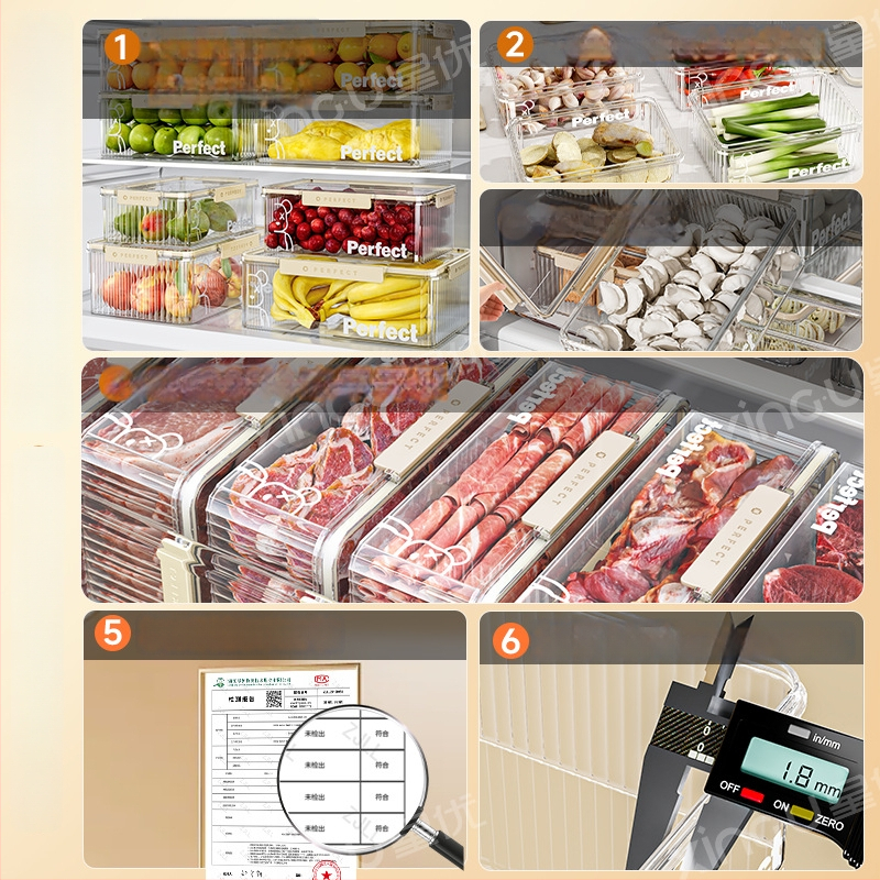 Plastikinė šaldytuvo laikymo dėžė, Xingyou, Nordic stiliaus Crisper dėžutė, maisto kokybės, skaidri, sandari