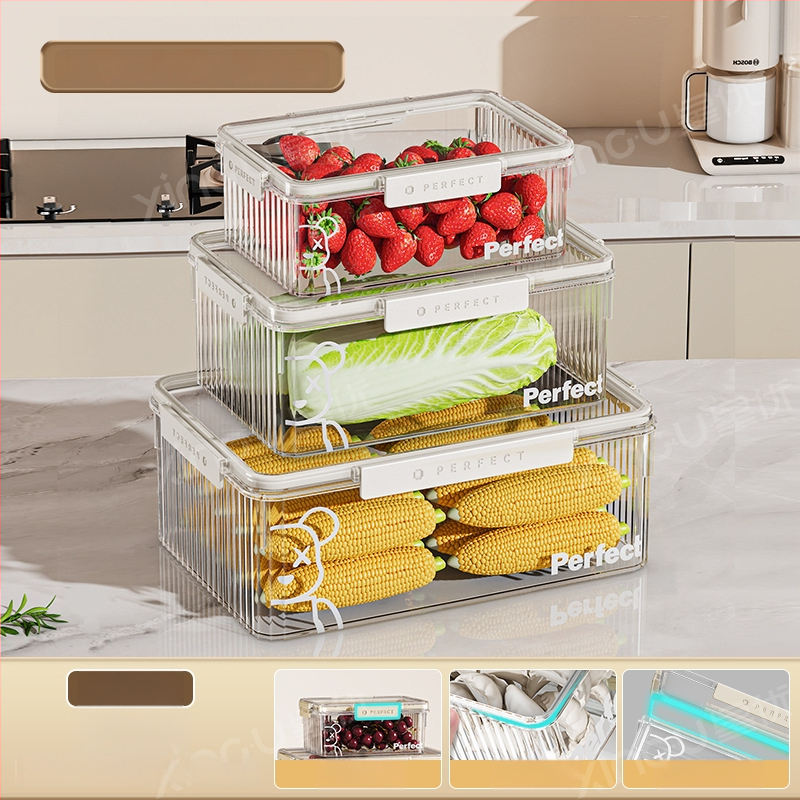 Plastikinė šaldytuvo laikymo dėžė, Xingyou, Nordic stiliaus Crisper dėžutė, maisto kokybės, skaidri, sandari