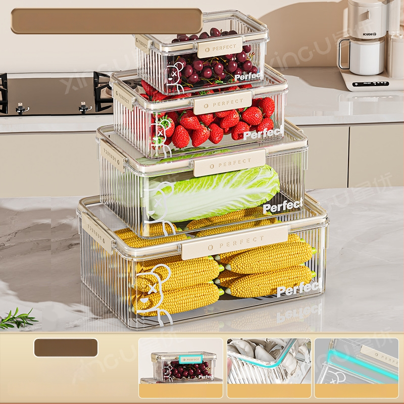 Plastikinė šaldytuvo laikymo dėžė, Xingyou, Nordic stiliaus Crisper dėžutė, maisto kokybės, skaidri, sandari