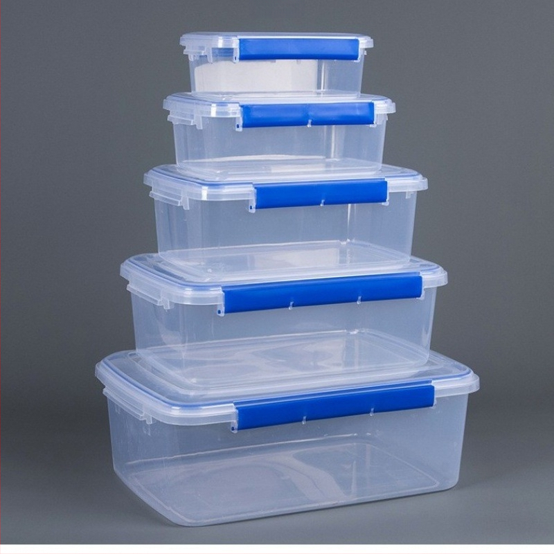 Stačiakampė polipropileninė virtuvės laikymo dėžė, didelė talpa, skaidri, maisto kokybės, šaldytuvui tinkama