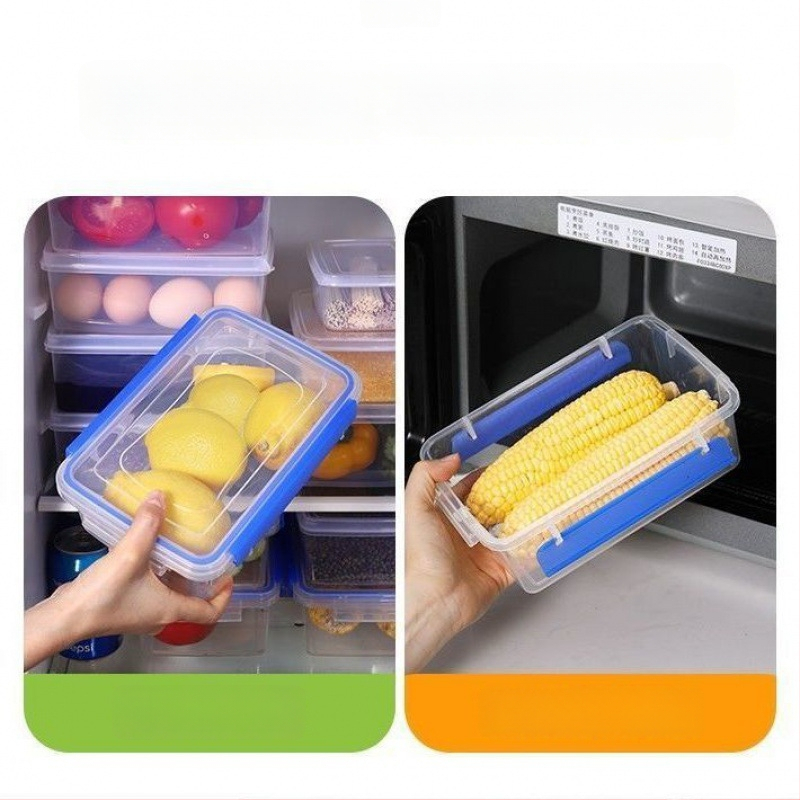 Stačiakampė polipropileninė virtuvės laikymo dėžė, didelė talpa, skaidri, maisto kokybės, šaldytuvui tinkama