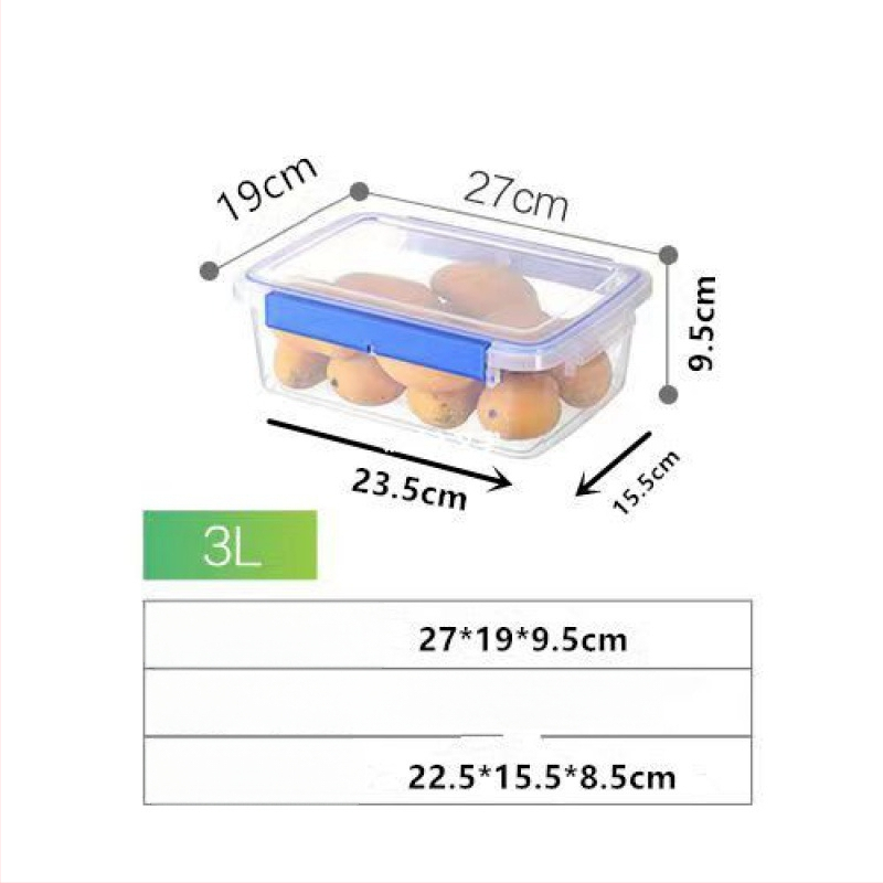 Stačiakampė polipropileninė virtuvės laikymo dėžė, didelė talpa, skaidri, maisto kokybės, šaldytuvui tinkama
