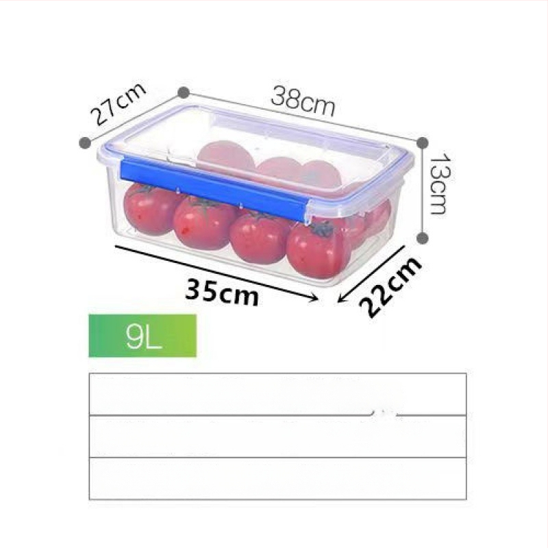 Stačiakampė polipropileninė virtuvės laikymo dėžė, didelė talpa, skaidri, maisto kokybės, šaldytuvui tinkama