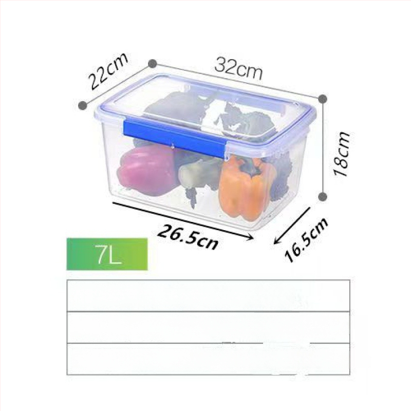 Stačiakampė polipropileninė virtuvės laikymo dėžė, didelė talpa, skaidri, maisto kokybės, šaldytuvui tinkama