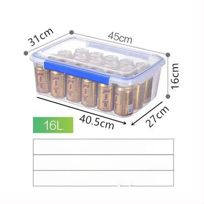 Stačiakampė polipropileninė virtuvės laikymo dėžė, didelė talpa, skaidri, maisto kokybės, šaldytuvui tinkama