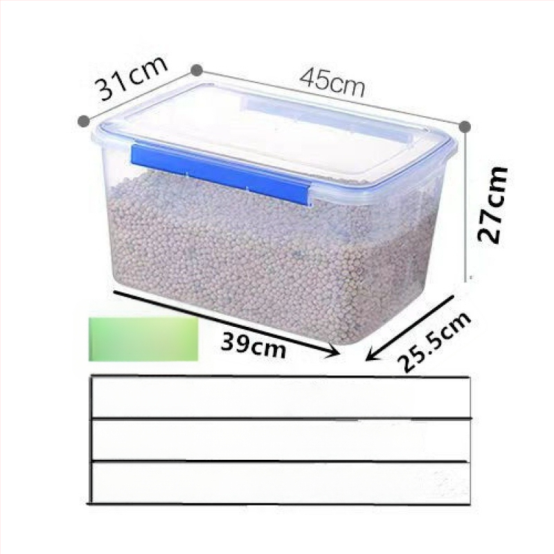 Stačiakampė polipropileninė virtuvės laikymo dėžė, didelė talpa, skaidri, maisto kokybės, šaldytuvui tinkama