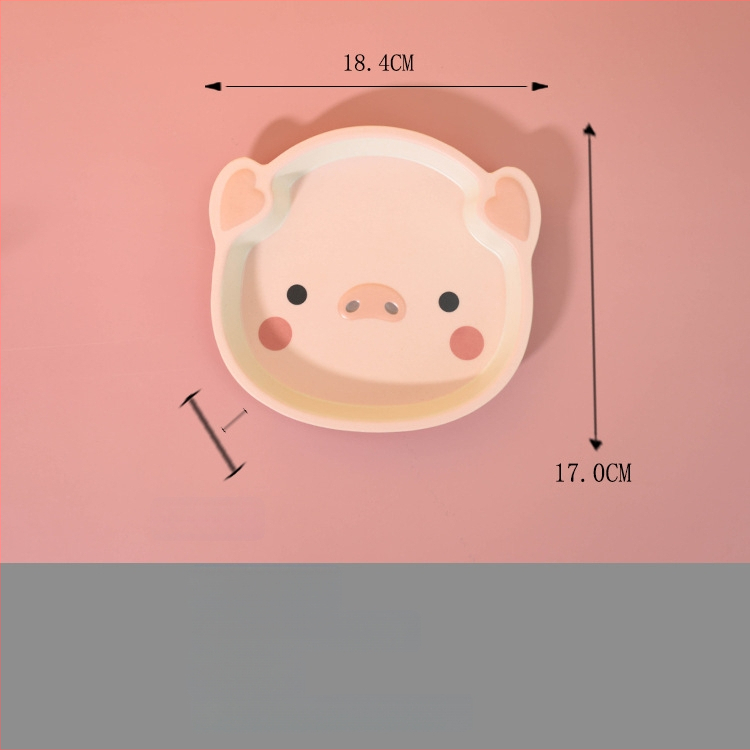 Set dječjih posuđa — tanjur u obliku praseta, crtani dizajn, melamin i vlakna bambusa, nepravilan oblik