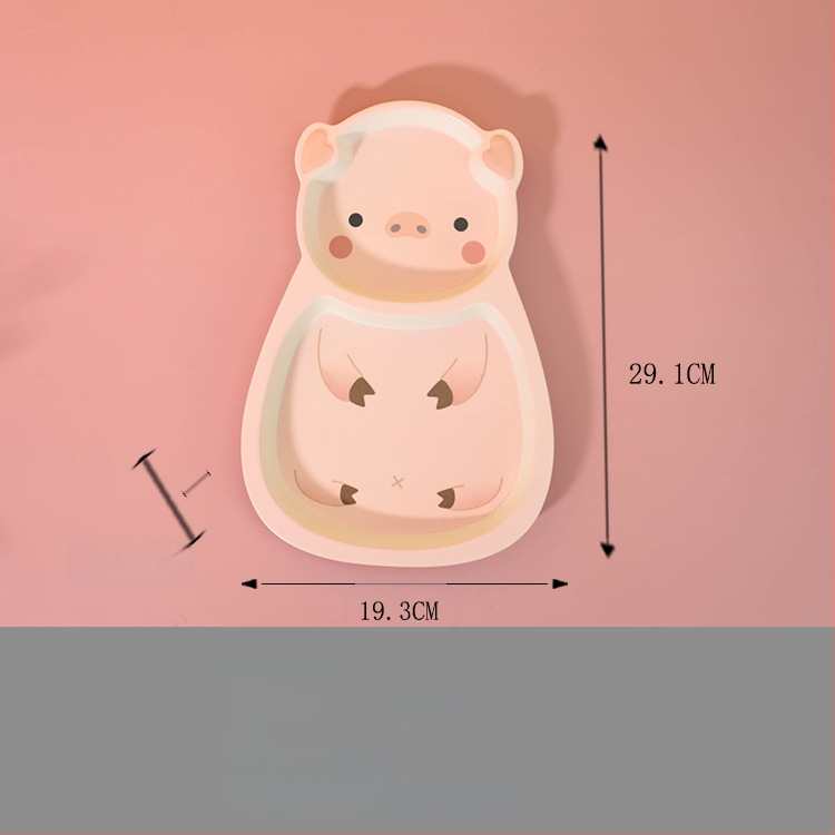 Set dječjih posuđa — tanjur u obliku praseta, crtani dizajn, melamin i vlakna bambusa, nepravilan oblik