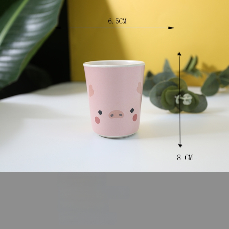 Set dječjih posuđa — tanjur u obliku praseta, crtani dizajn, melamin i vlakna bambusa, nepravilan oblik