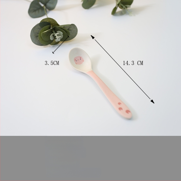 Set dječjih posuđa — tanjur u obliku praseta, crtani dizajn, melamin i vlakna bambusa, nepravilan oblik