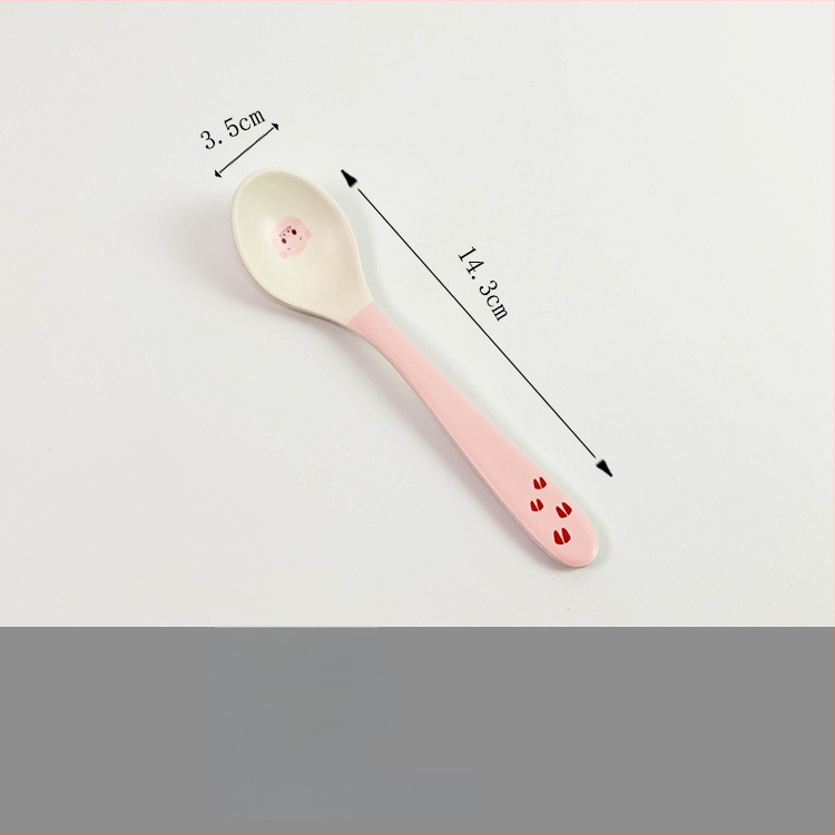 Set dječjih posuđa — tanjur u obliku praseta, crtani dizajn, melamin i vlakna bambusa, nepravilan oblik