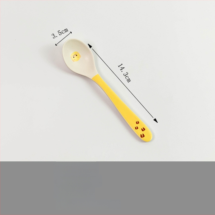 Set dječjih posuđa — tanjur u obliku praseta, crtani dizajn, melamin i vlakna bambusa, nepravilan oblik