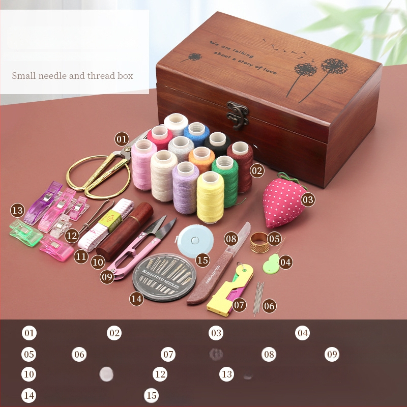 Kūginį adatų rinkinys su siūlų dėžute – praktiškas drabužių siuvimo remonto komplektas (tb-0828)