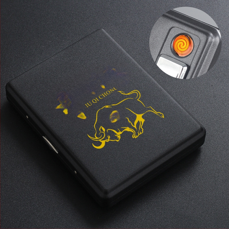 Metāla cigarešu kārba ar iebūvētu aizdedzi – ietilp 20 cigarešu, logotipa drukāšana un pielāgošana; Cool Crown